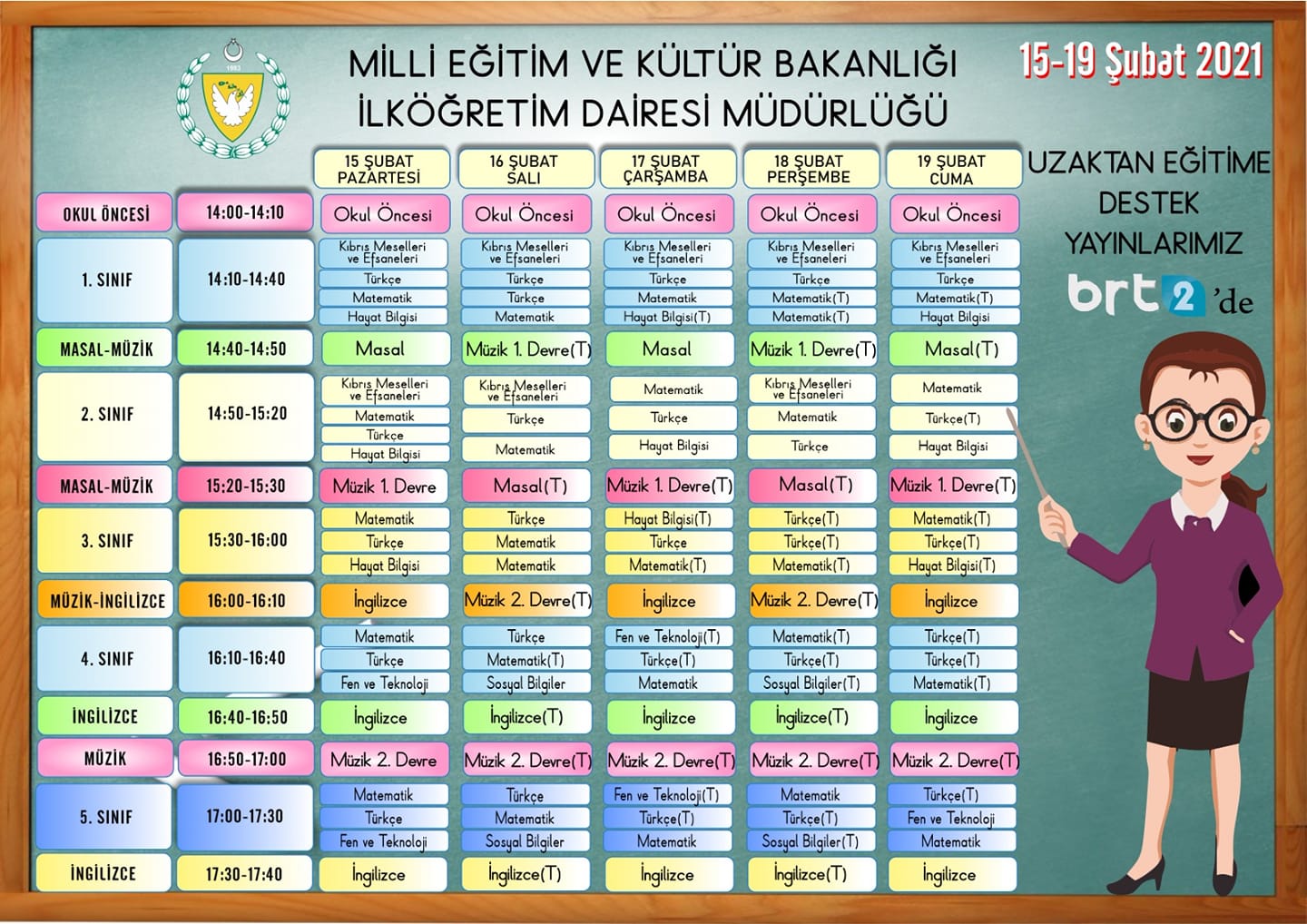 15-19 Şubat 2021 Ders Programı