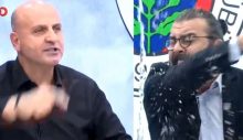 Oğuz Altay ile Emre Bol birbirine girdi; bardaklar havada uçuştu!