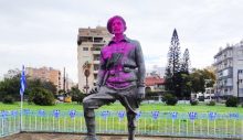 Grivas’ın heykeli boyanarak tahrip edildi