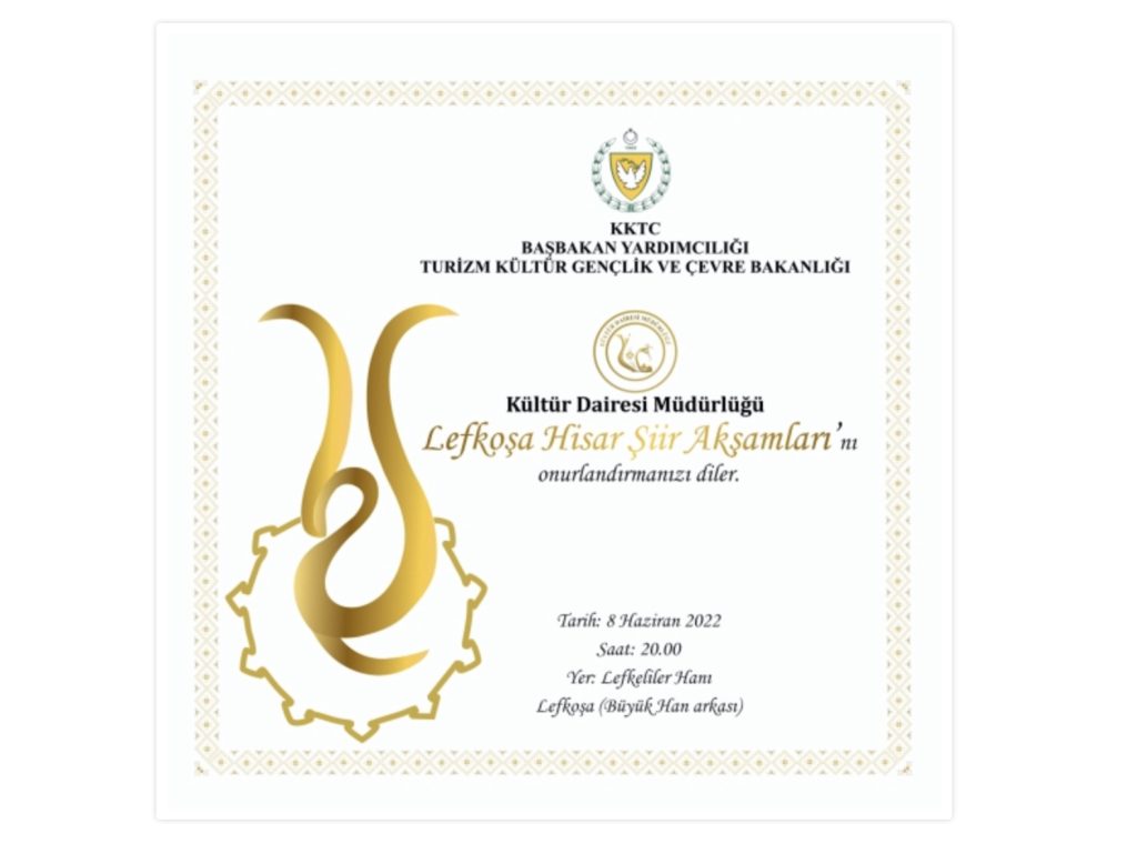 Kültür Dairesi “Lefkoşa Hisar Şiir Akşamları” etkinliği düzenleyecek