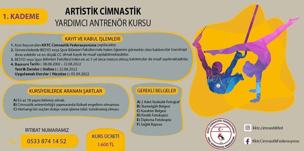 Cimnastikte, yardımcı antrenörlük kursu açılıyor