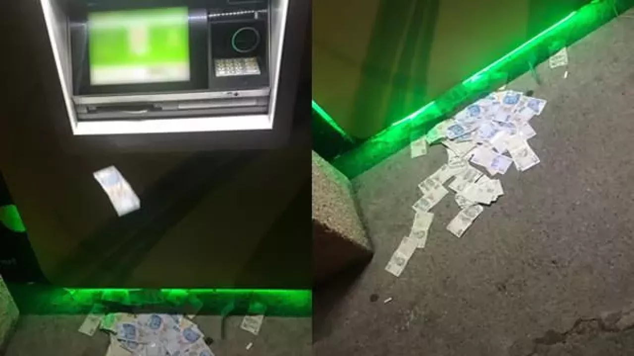 ATM’ye yüklenen fazla para, sokağa saçıldı