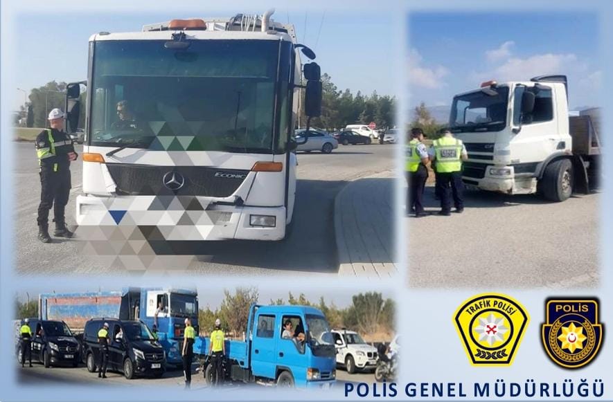Trafik denetimlerinde kamyon araçların trafiğe çıkış saatleri de kontrol edildi