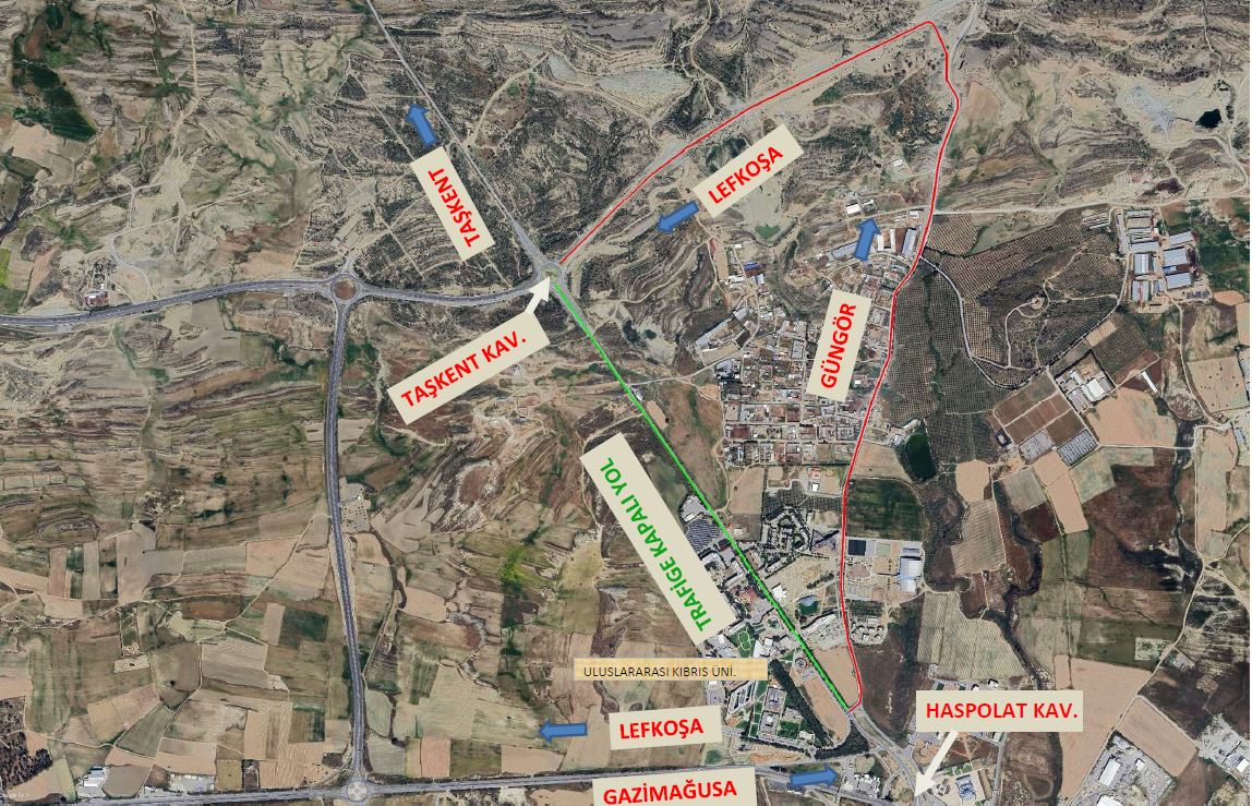 Haspolat Kavşağı- Taşkent Kavşağı arası yol çalışma nedeniyle bir hafta kapalı olacak